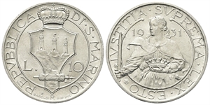 SAN MARINO - Vecchia monetazione, 1864-1938. - 10 Lire 1931.