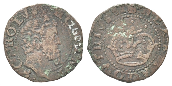 NAPOLI - Carlo V D’Asburgo, Re di Spagna, Sicilia, Napoli, 1516-1556, Imperatore, 1519-1556. - Due Cavalli.