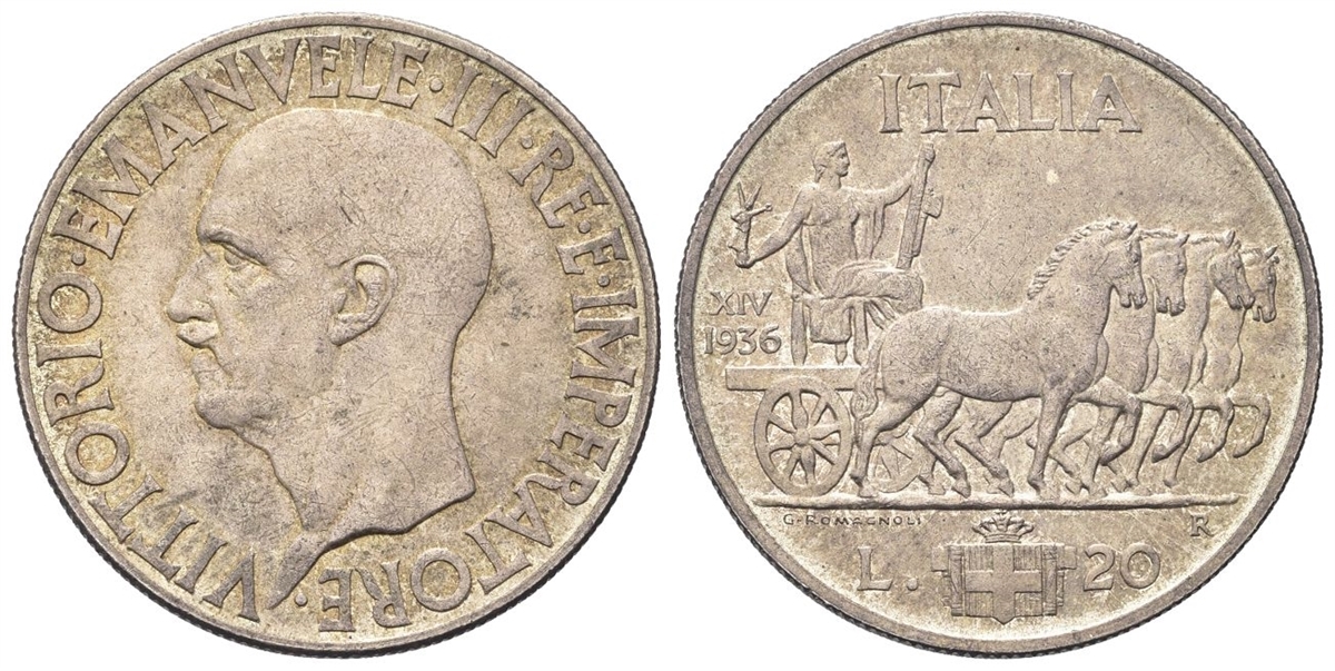 REGNO D’ITALIA - Vittorio Emanuele III, 1900-1943. - 20 Lire 1936 A ...