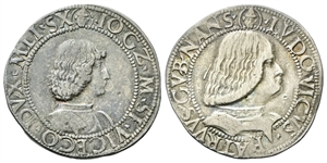 MILANO - Gian Galeazzo Maria Sforza con la reggenza di Ludovico Maria Sforza, 1481-1484. - Testone.
