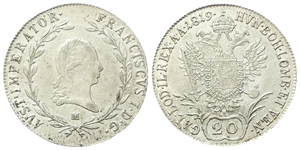MILANO - Francesco I (II) d’Asburgo Lorena, Re del Lombardo Veneto, 1815-1835. - 20 Kreuzer 1819.
