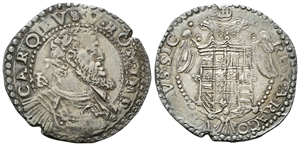 NAPOLI - Carlo V D’Asburgo, Re di Spagna, Sicilia, Napoli, 1516-1556, Imperatore, 1519-1556. - Mezzo Ducato.