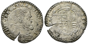 NAPOLI - Filippo II di Spagna, Re di Napoli e di Sicilia 1554-1598. - Mezzo Ducato.