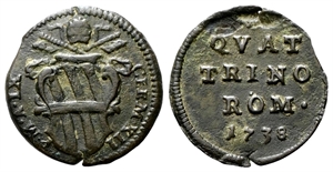 ROMA - Clemente XII (Lorenzo Corsini), 1730-1740. - Quattrino 1738 a. IX.