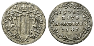 ROMA - Benedetto XIV (Prospero Lorenzo Lambertini), 1740-1758. - Grosso 1743 a. III.