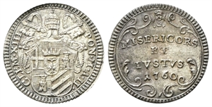 ROMA - Clemente XIII (Carlo della Torre di Rezzonico), 1758-1769. - Grosso 1760 a. II.