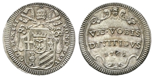 ROMA - Clemente XIII (Carlo della Torre di Rezzonico), 1758-1769. - Mezzo Grosso 1761 a. IV.
