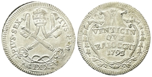 ROMA - Pio VI (Giannangelo Braschi), 1775-1799. - Da 25 Baiocchi 1795 a. XXI.