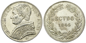 ROMA - Gregorio XVI (Bartolomeo Alberto Cappellari), 1831-1846. - Scudo 1845 a. XV.