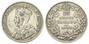 CANADA - Giorgio V, 1901-1936 - 25 Cents 1930.