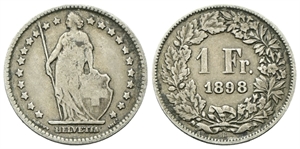 SVIZZERA - Confederazione Elvetica, dal 1848. - Franco 1898 B.
