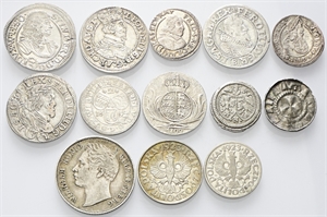 LOTTI MULTIPLI - Lotto di 13 monete in argento e mistura estere (stati tedeschi, Repubblica Ceca - Moravia, Polonia - Slesia) di piccolo modulo.
