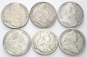LOTTI MULTIPLI - Bavaria. Massimiliano Giuseppe III, 1745-1777 e Karl Theodor, 1777-1799. - Lotto di 6 monete tedesche in argento (Talleri e n.1 1/2 Tallero).