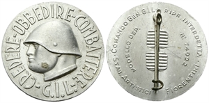 ROMA - Ventennio Fascista, dal 1923 al 1943. - Distintivo 1938 a. XVI GIL opus Lorioli.