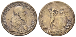 ROMA - Paolo III (Alessandro Farnese), 1534-1549. - Medaglia a. III  riconio opus G. Bonzagni e Alessandro Cesati, Il Grechetto.
