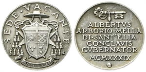 ROMA - Sede Vacante (Mons. Alberto Alborio Mella di Sant’Elia), 1939 - Medaglia 1939 opus A. Mistruzzi.