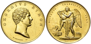 ROMA - George Gordon Byron (poeta e politico), 1788-1824. - Medaglia s d. opus G. Galeazzi.