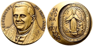 ROMA - Benedetto XVI (Joseph Aloisius Ratzinger), 2005-2013. - Medaglia 2008 opus W. Matton e V.V. Cimarosti.