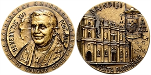 ROMA - Benedetto XVI (Joseph Aloisius Ratzinger), 2005-2013. - Medaglia 2008 opus M. Baldessari e V.V. Cimarosti.