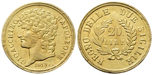 NAPOLI - Gioacchino Napoleone Murat, 1808-1815. - 20 Lire 1813 rami corti.