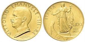 REGNO D’ITALIA - Vittorio Emanuele III, 1900-1943. - 100 Lire 1931 a. IX E.F. Roma, Italia su prora.