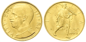 REGNO D’ITALIA - Vittorio Emanuele III, 1900-1943. - 50 Lire 1933 a. XI Roma, Littore.