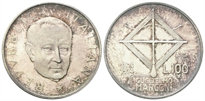 ROMA - Repubblica Italiana, dal 1946. - 100 Lire 1974 Guglielmo Marconi “Prova” Argento.