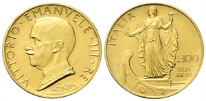 REGNO D’ITALIA - Vittorio Emanuele III, 1900-1943. - 100 Lire 1931 a. IX E.F. Roma, Italia su prora.