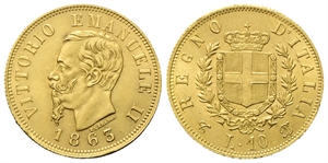 REGNO D’ITALIA - Vittorio Emanuele II, 1861-1878. - 10 Lire 1863 Torino.