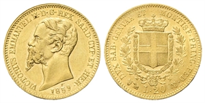 REGNO DI SARDEGNA - Vittorio Emanuele II, 1849-1861. - 20 Lire 1859 Genova.