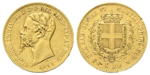 REGNO DI SARDEGNA - Vittorio Emanuele II, 1849-1861. - 20 Lire 1861 Torino.