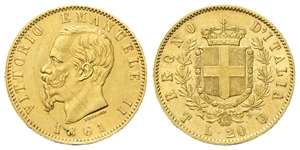 REGNO D’ITALIA - Vittorio Emanuele II, 1861-1878. - 20 Lire 1861 Torino.