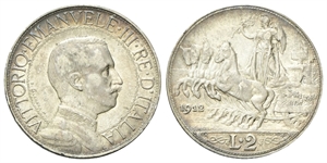 REGNO D’ITALIA - Vittorio Emanuele III, 1900-1943. - 2 Lire 1912 Roma, Quadriga veloce.